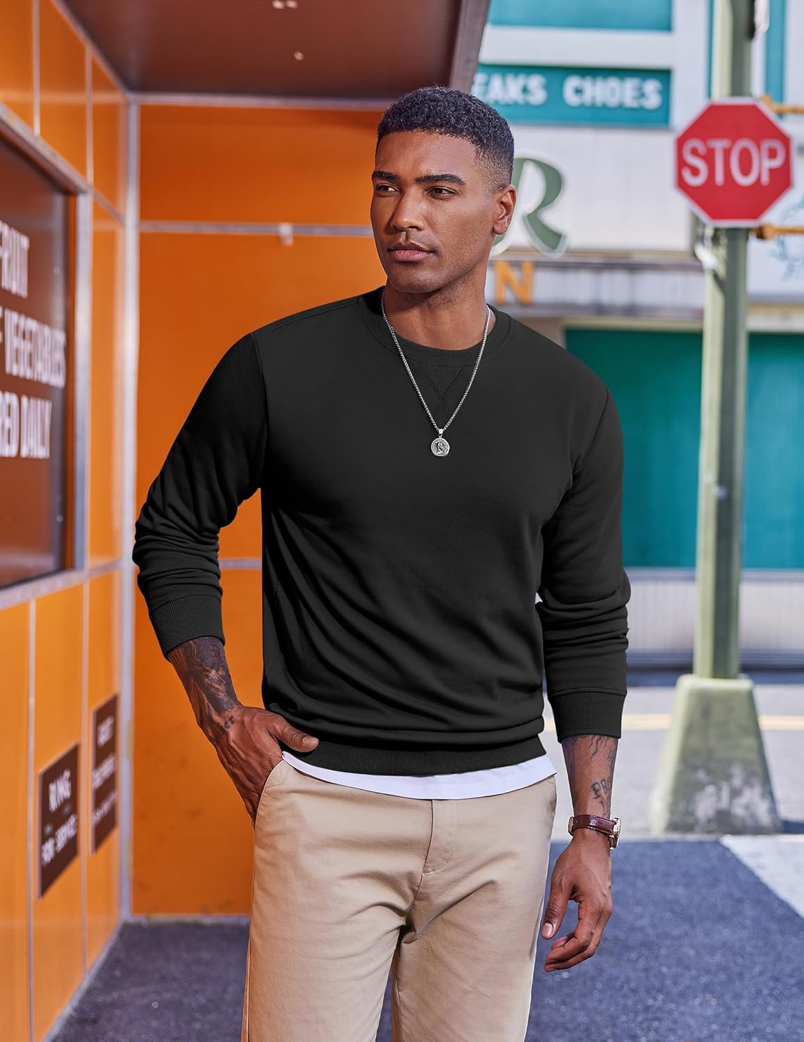COOFANDY Men's Fleece Crewneck Sweatshirt Casual Long Sleeve Pullover Fall Winter Warm Sweatshirts Fashion Pullovers - Image 3