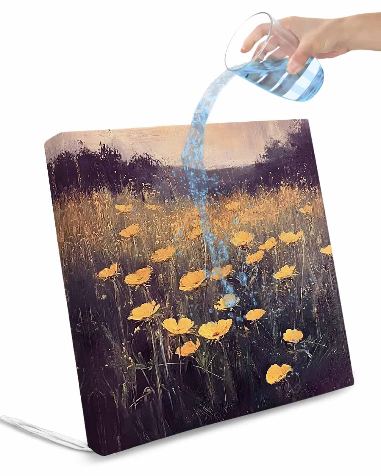 Hokiten Yellow Spring Floral Outdoor Cushion Chair Cover Set of 4 - Waterproof Couch Seat Covers, Vintage Oil Painting Botanical Patio Furniture Protector Cushions Slipcovers for Sofa/RV, 22