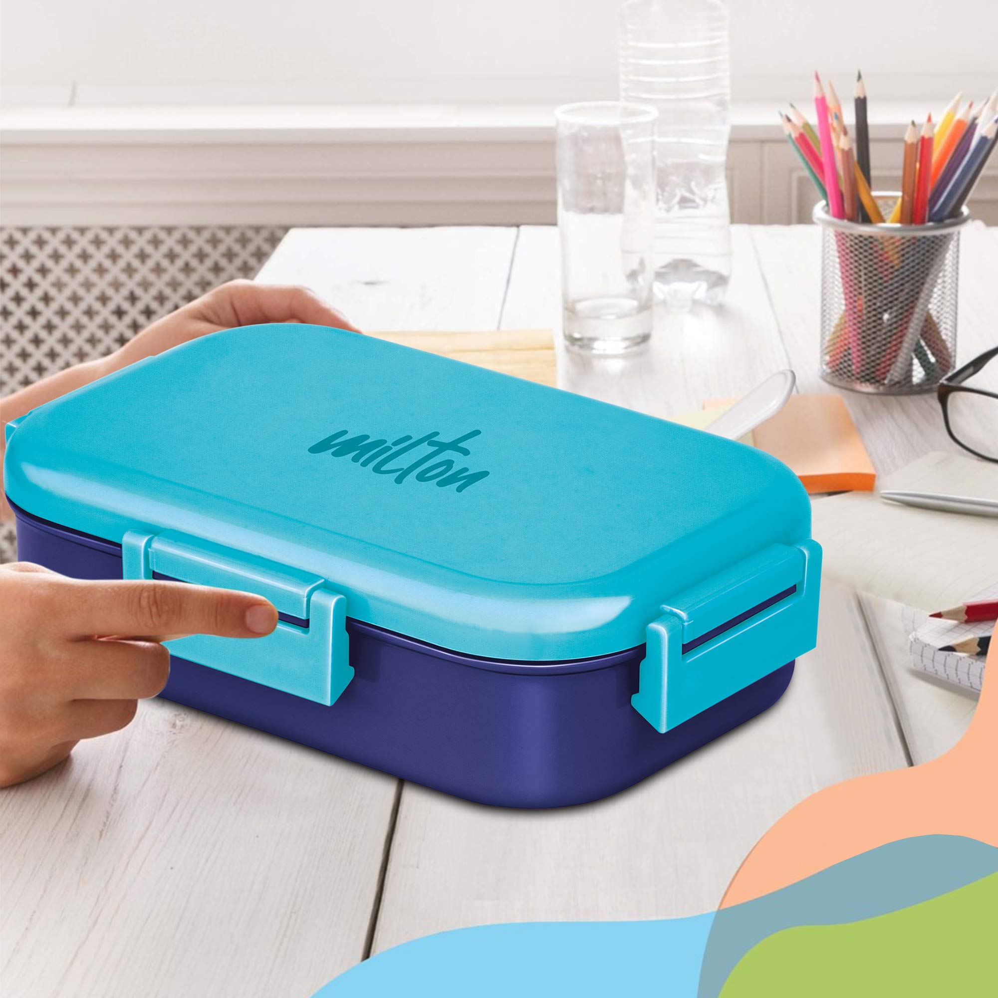 MILTON Senior Flatmate Tiffin Box Steel Kids Lunch Box, Inner Stainless Steel Insulated Containers with Clip Lock Lid, 700ml, Airtight Leakproof Kids Lunch Box, for School, Picnic, Blue — Amazon image 3