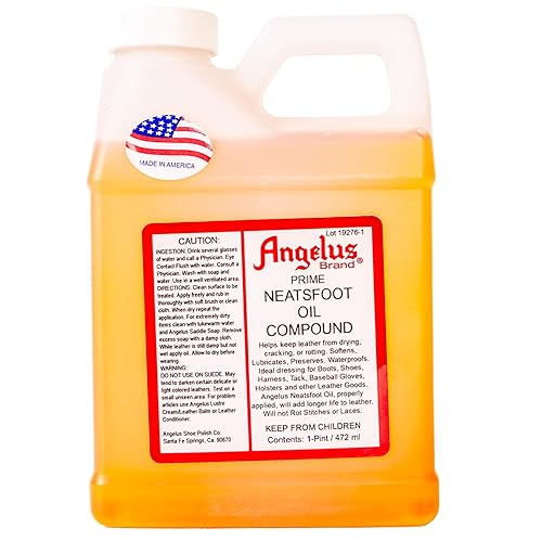 Angelus Aceite de cuero Brand Prime Neatsfoot de 16 onzas para botas, zapatos, guantes de béisbol, tachuelas y más, impermeable, suaviza,