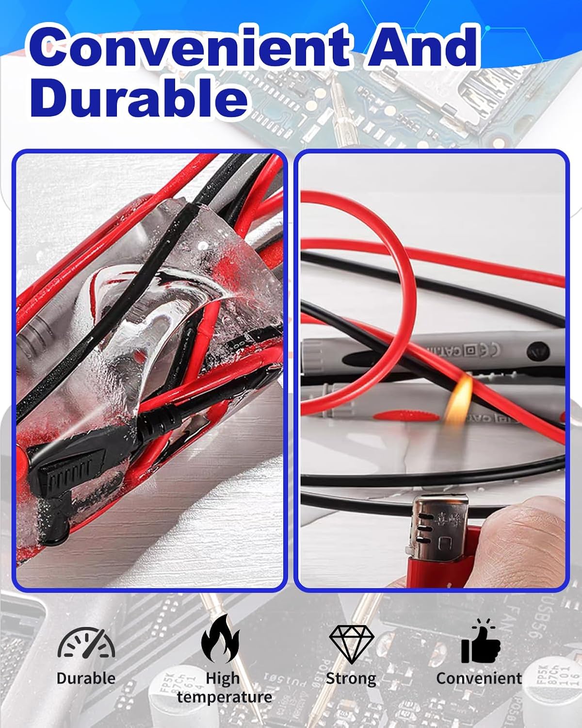 Multimeter Test Leads 1000V 20A Gold-Plated Test Probe Lead, 40 inch Multi Meter Leads for Volt Clamp Meter Electrical Testing Tools (2PCS) - Image 5