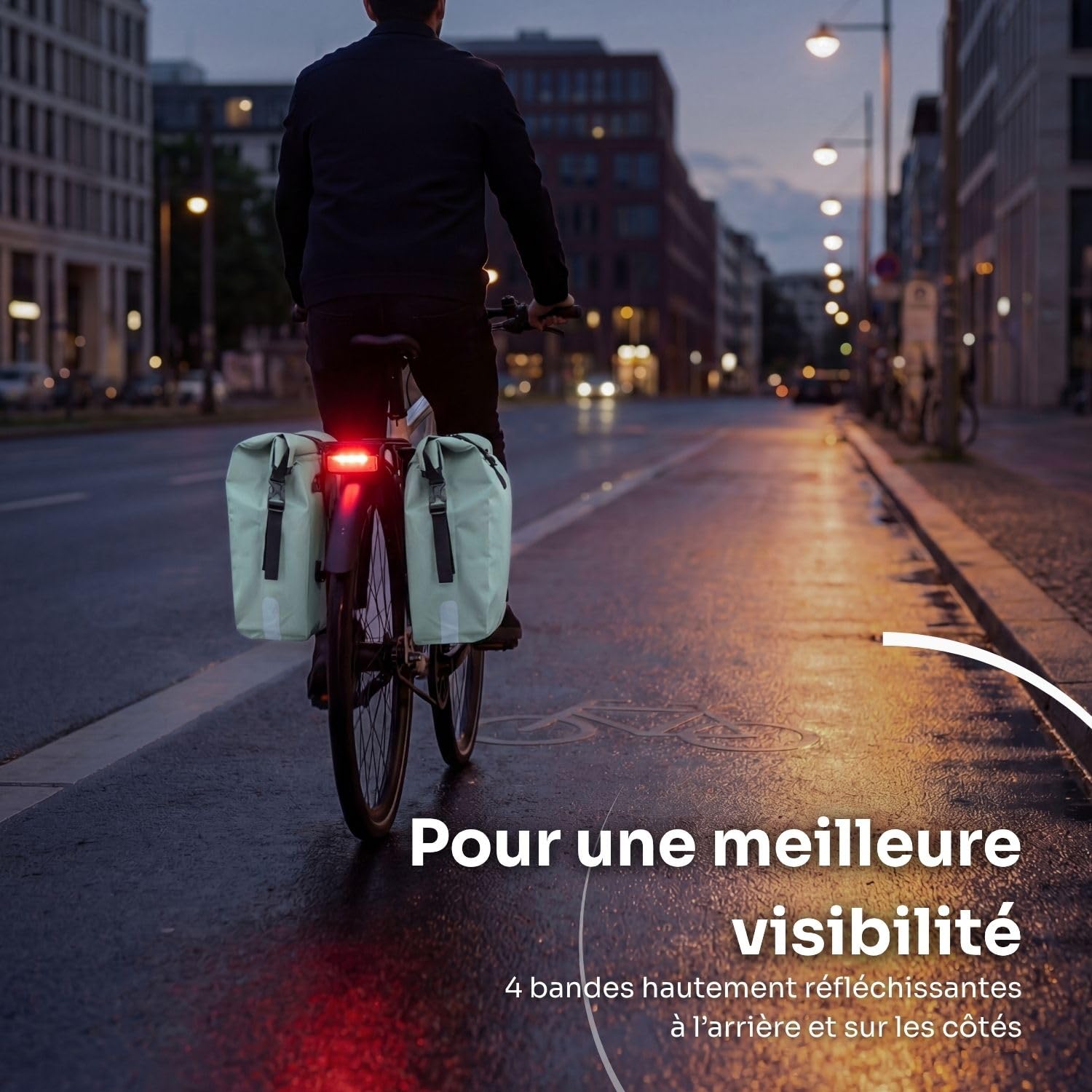 Flow Double Sacoche Vélo 48L - Noir | Porte-bagage arrière étanche | 2x24L imperméable rolltop pour vélo électrique