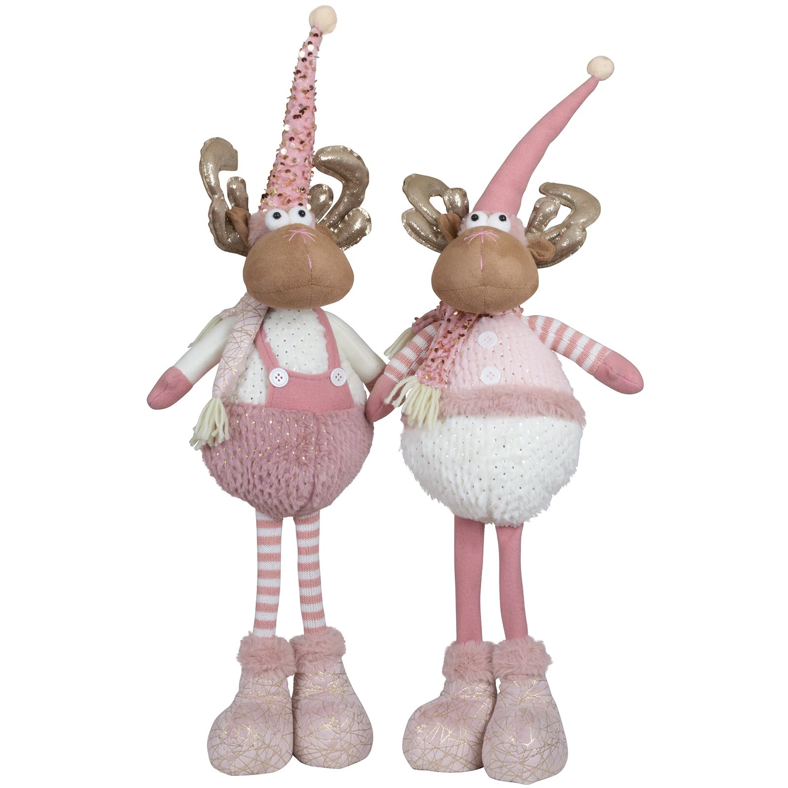 Elch 60cm (73cm) Dekofigur 2 Stück rosa-weiß
