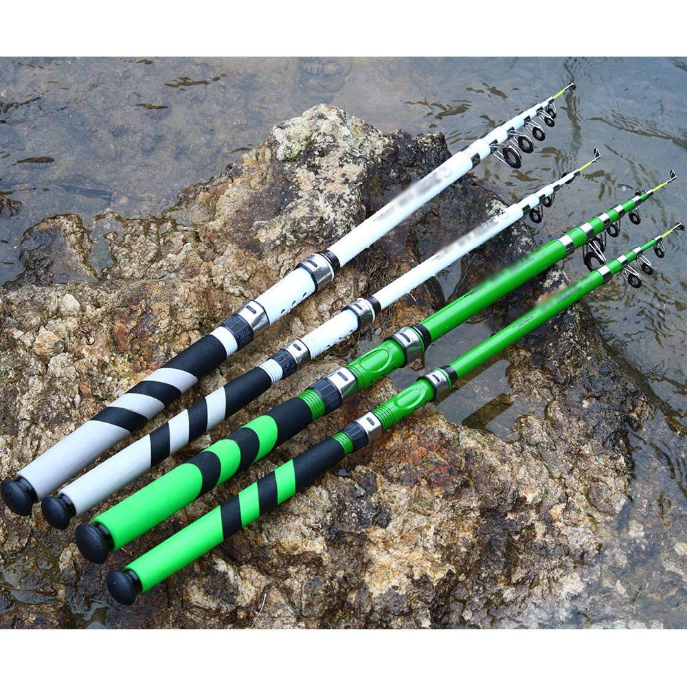 Carbon Fiber Telescopic Carp Sea Fishing Rod Pole Portable Spinning Travel Ultralight 2.1M 2.4M 2.7M 3.0M (Color : White Size : 2.1m) (White 2.1m)