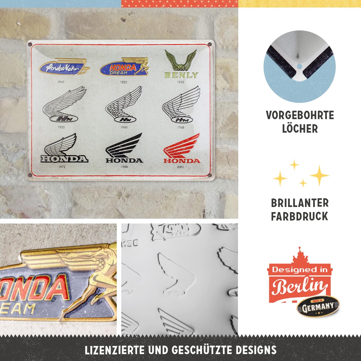 Targa Vintage Honda In Metallo - Decorazione Retrò Per Garage E Casa 15x20 Cm - Foto 7