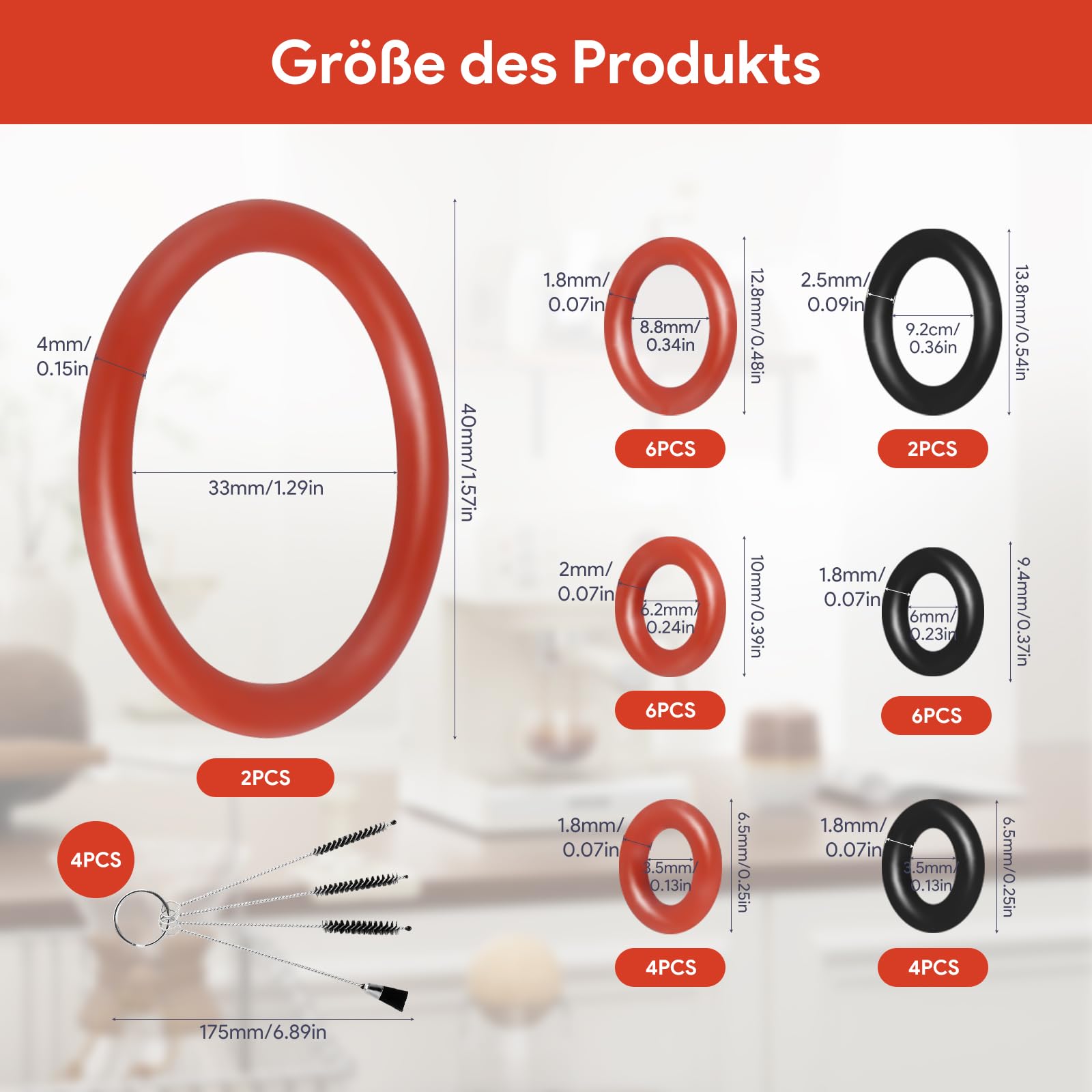 Uszczelka o-ring do ekspresu do kawy Philips, 30 szt. pierścieni uszczelniających grupy zaparzającej zawiera zestaw szczotek do czyszczenia, o-ringi do Philips Saeco do zaworu wspomagającego, zaworu