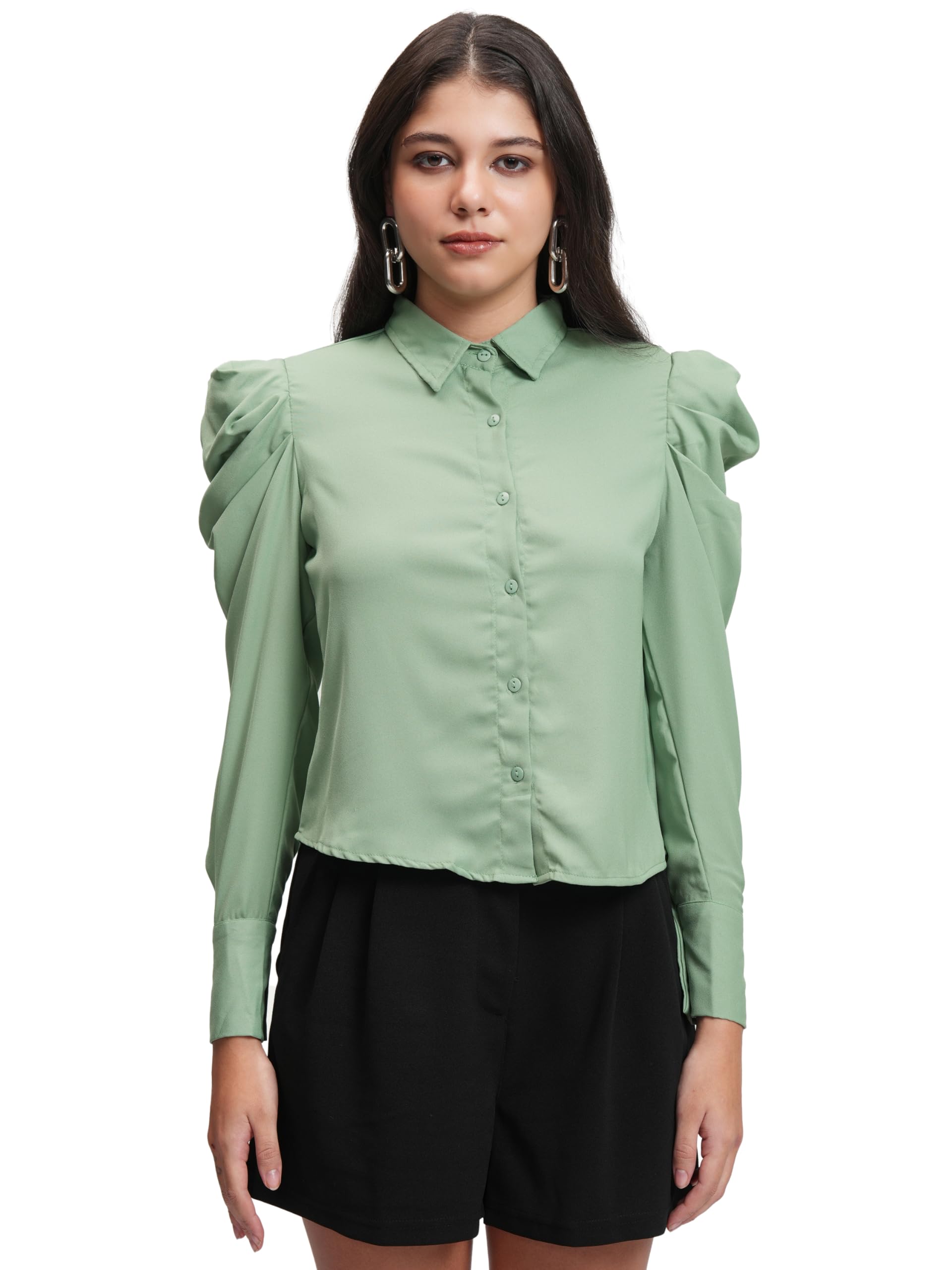 tokyo talkies Women's Solid Shirt-Style Top | Button-Down with Balloon Sleeves & Cuffs for A Bold Yet Elegant Look | Tops for Woman | Women Tops | Stylish Top-picture-27