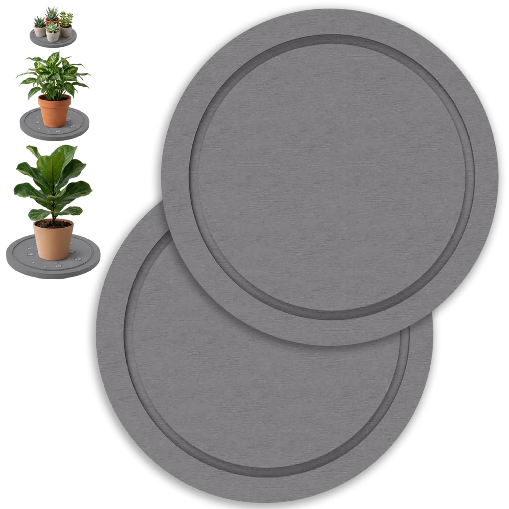 Soucoupes pour plantes terre de diatomée gris 25 cm plateau drainage intérieur