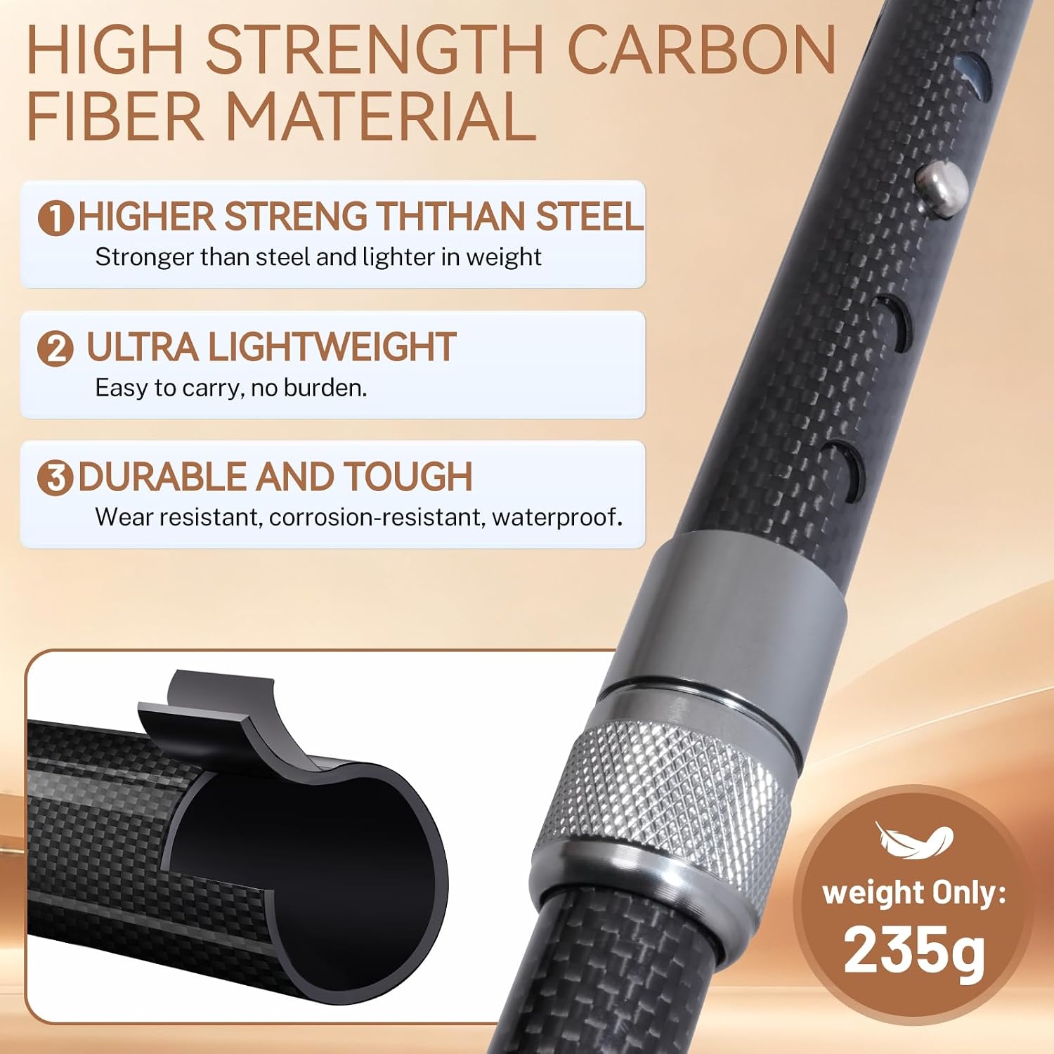 Foldable Carbon Fiber Cane with LED Light, Massage Grip & Quad Base