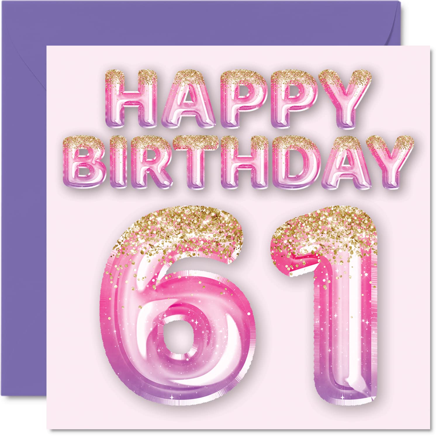 Biglietto di auguri per il 61° compleanno da donna, con torte e vino, biglietto di auguri per 61 anni, amica, moglie, nonna, zia, 145 mm