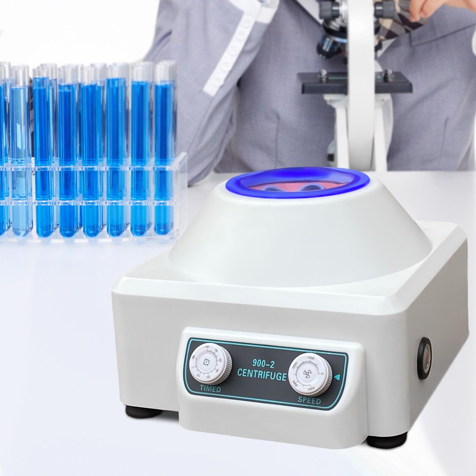 Centrífuga de laboratorio 6 tubos centrífuga de mesa 4000 rpm velocidad ajustable de los equipos de laboratorio, máquina centrífuga con tapa transparente centrífuga sangre 30 W, para medicina
