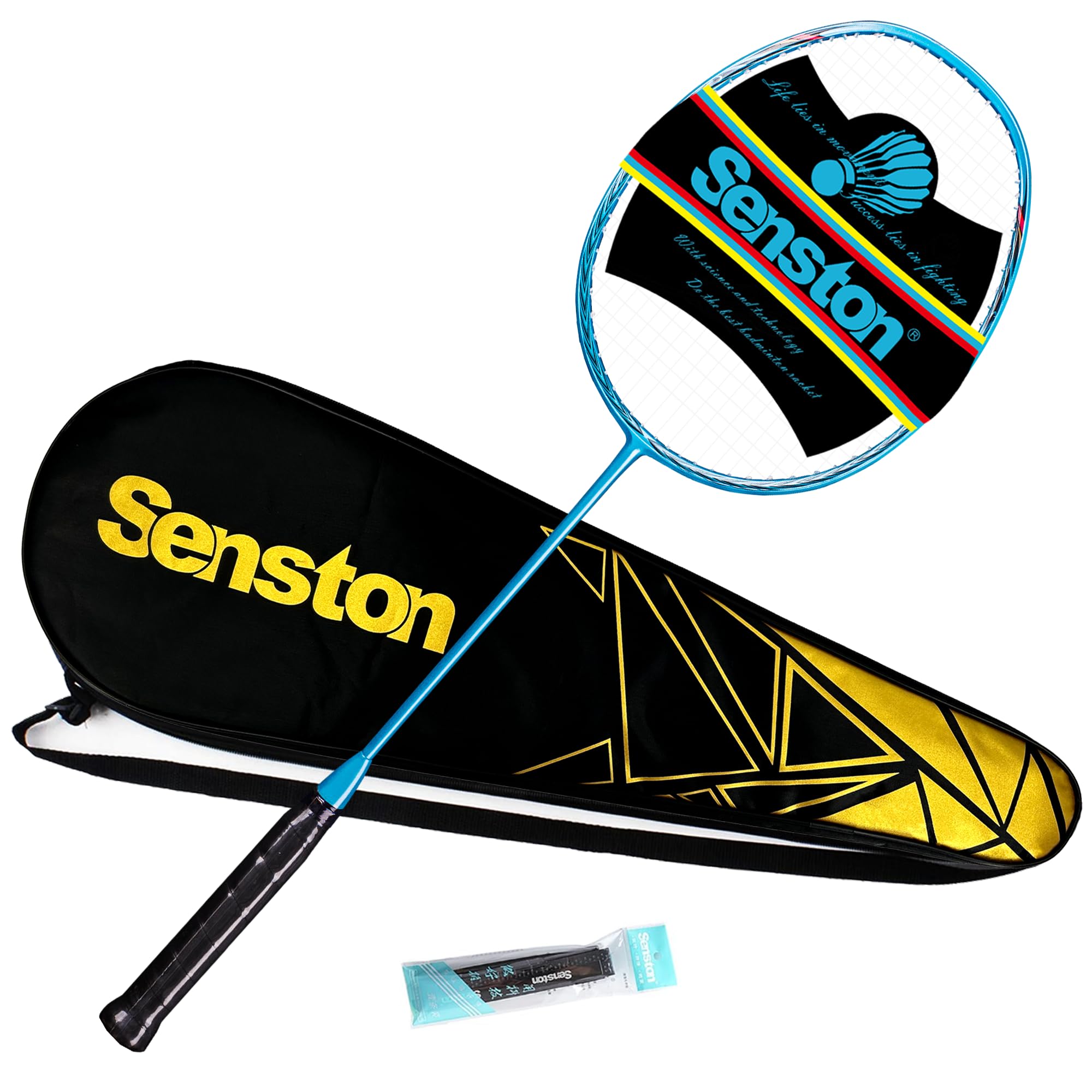 Senston N80 Ultraleicht Graphit Badmintonschläger mit Schlägertasche | Badminton Schläger, Graphit Carbon, Isometrische Kopfform, T-Joint Stabil, Ultraleicht 5U, Mit Griffband, Für Einsteiger