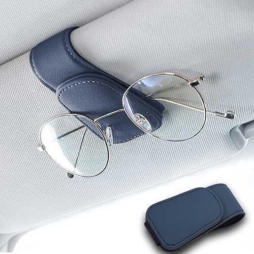 Pincuttee Soporte magnético de cuero para lentes de sol, soporte para lentes de sol para visera solar de automóvil, soporte para anteojos con clip