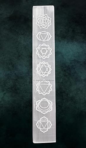 Miniatura 5 de Placa de carga de cristal de selenita Amazing Gemstone para cristales y piedras curativas, placa de cristal de selenita de 7.5" grabada, soporte de