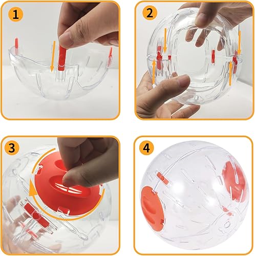 Miniatura 4 de Andiker Bola de hámster transparente de 5.52 pulgadas con agujeros transpirables, fácil de instalar, pelota de ejercicio para animales pequeños para