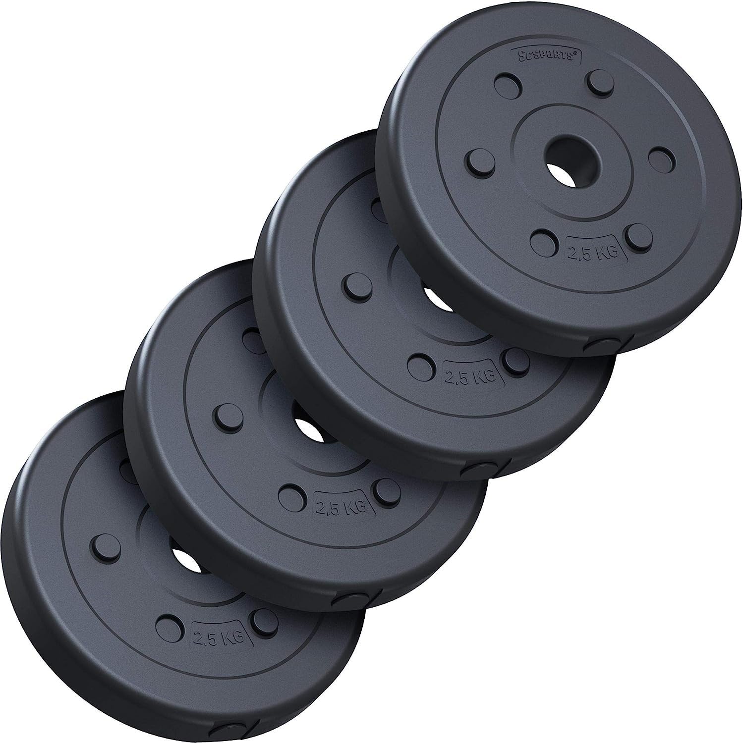 Set Dischi Pesi 30mm - 2,5kg / 5kg / 10kg Per Manubri E Bilancieri, Materiale Vinilico, Per Home Gym