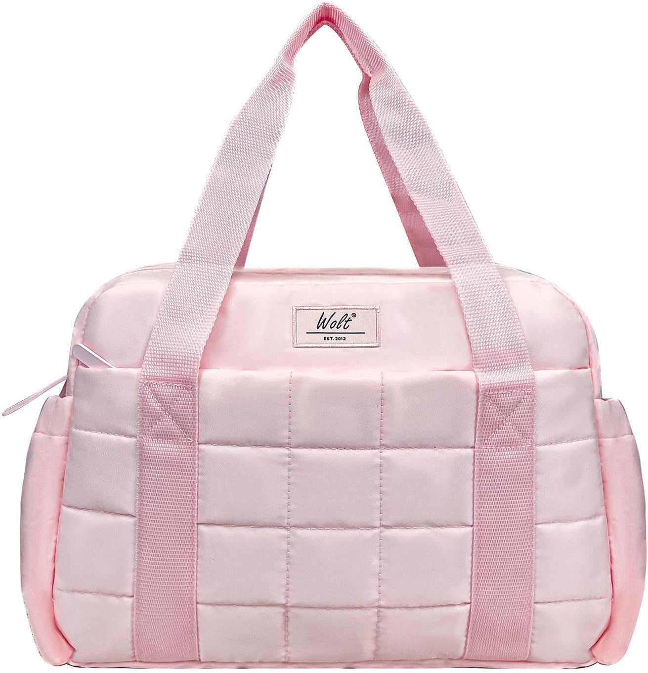 WOLT Small Gym Bag for Women, 14 inch Lightweight Gym Duffle Bag with Wet Compartment Quilted Tote for Sports Workout, Pink - Image 9