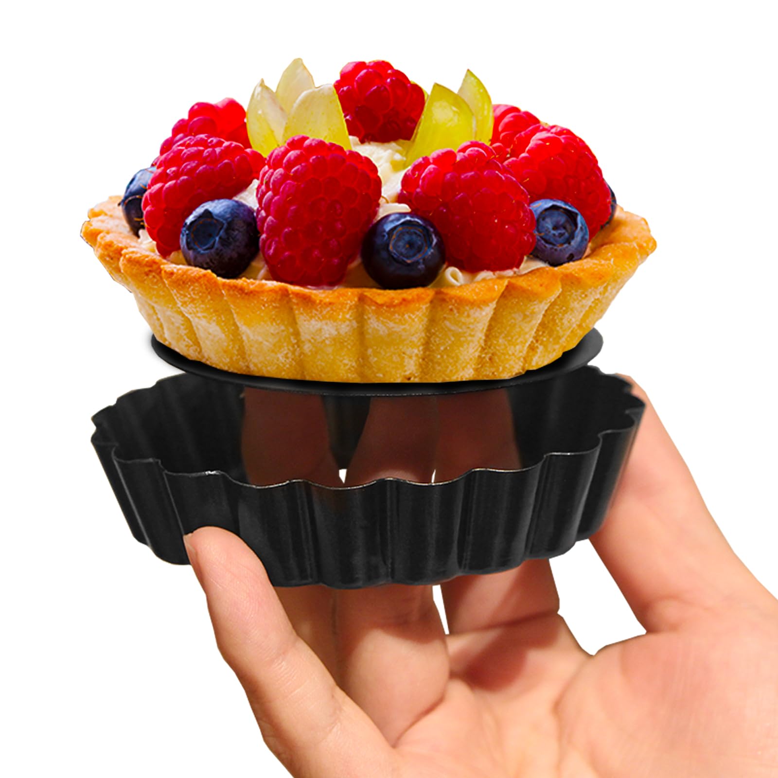 Mini Tart Pans - 6 Pack 4 Inch with Removable Bottom -3