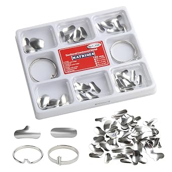 Dental Sectional Contoured Metal Matrices Kit Assorted Sizes for Molar and Premolar Restorations 100Pcs1.398
