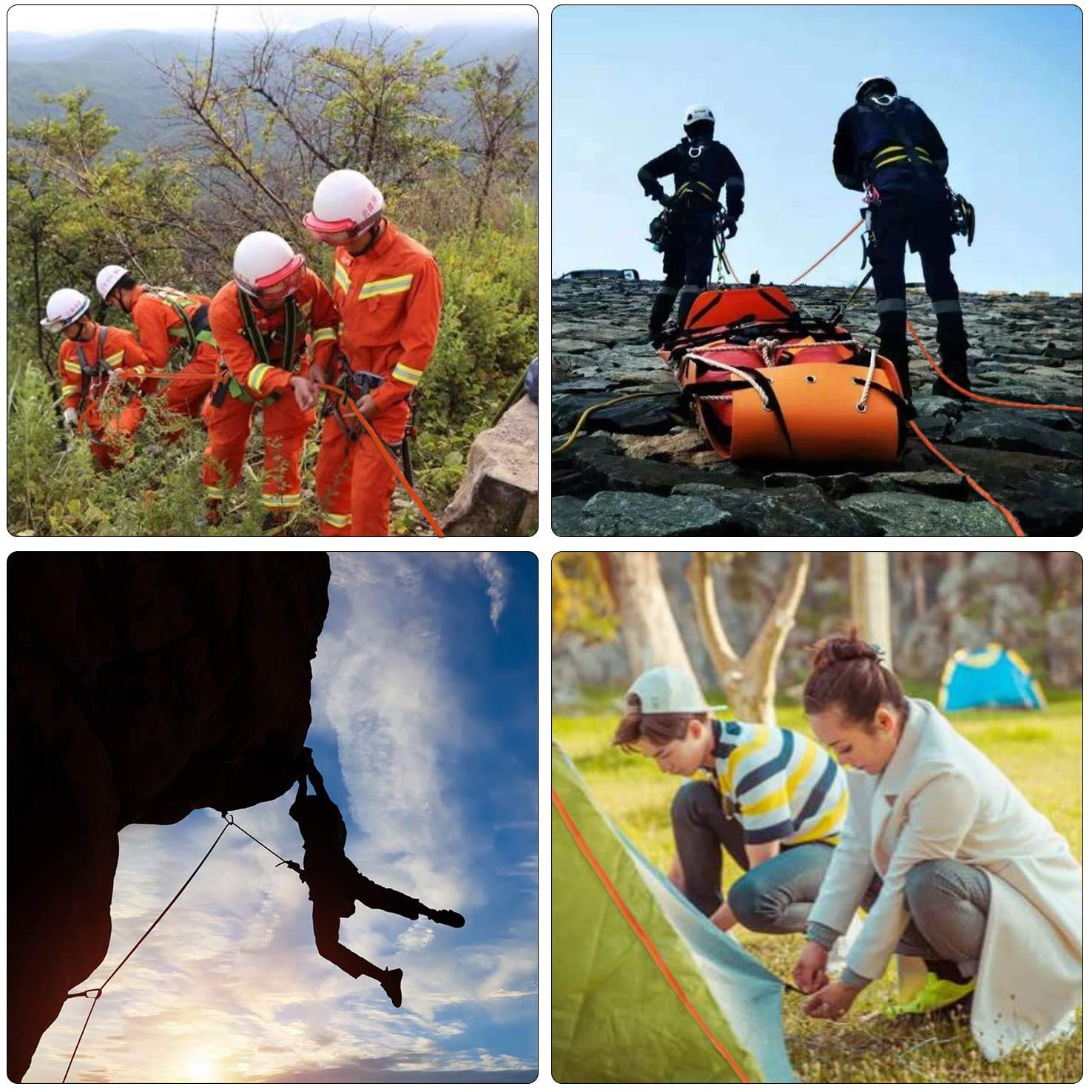 Cuerda Multifuncional para Exteriores D10 mm Nailon 1200kg Carga Rescate Montañismo Escalada