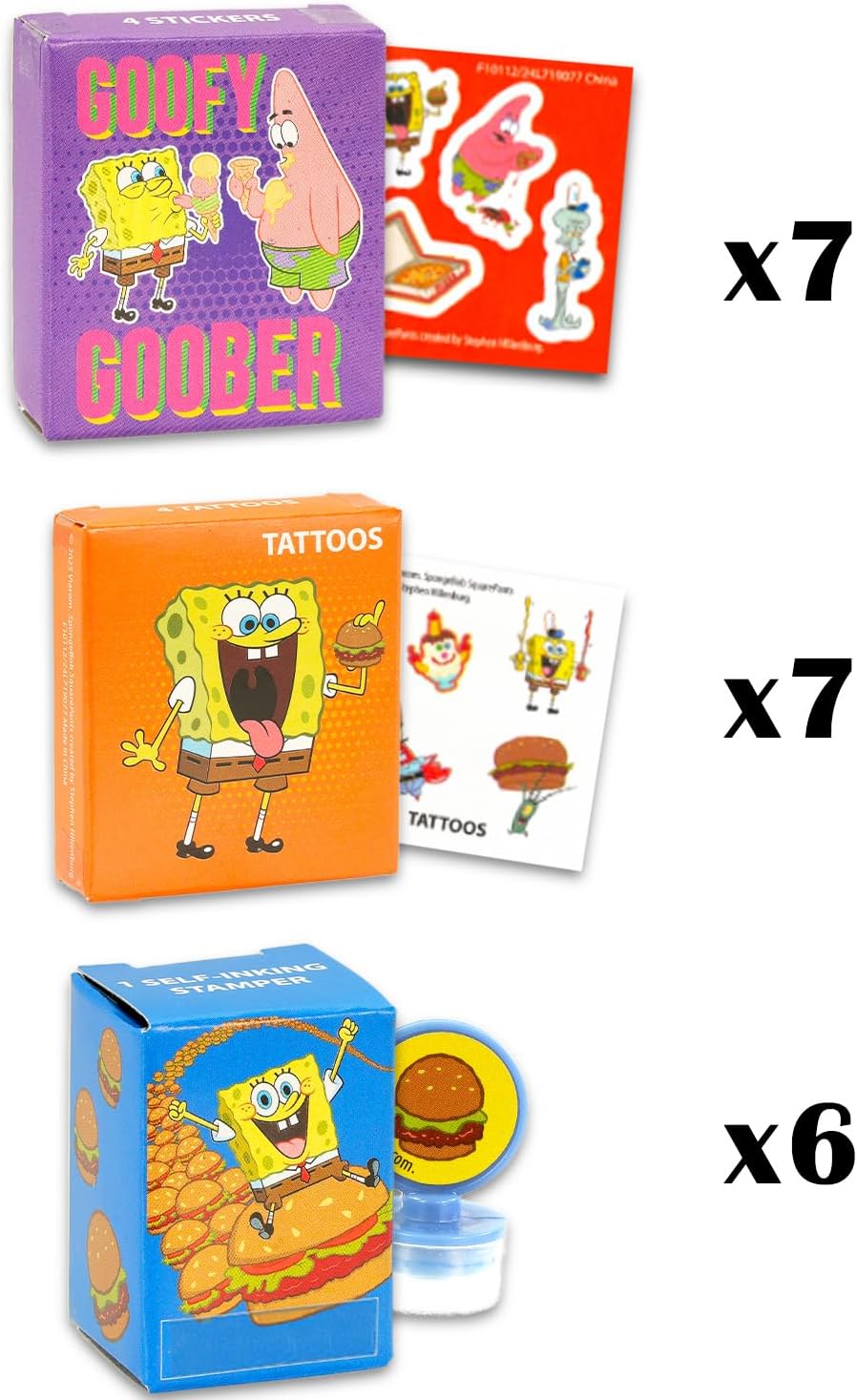 SPONGEBOB SQUAREPANTS Spongebob Valentine's Day Classroom Gift Exchange Set - Bundle with 20 Treat Boxes with Stickers, Tattoos, Stampers for Valentines Classroom Party Goodie Bags