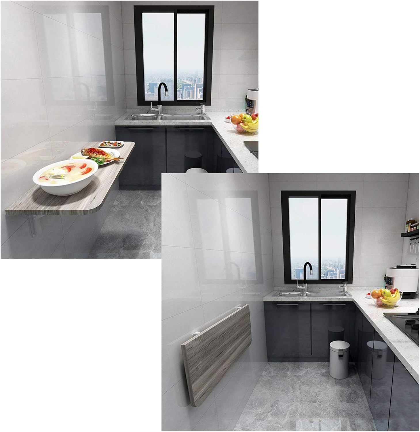 QWEASDF 2Pack Folding Shelf Brackets, Heavy Duty 304 Stainless Steel Collapsible DIY Wall Mounted Shelf Bracket, Max Load: 330lb, for Table Work Bench Space Saving with Screws,250mm/10 in