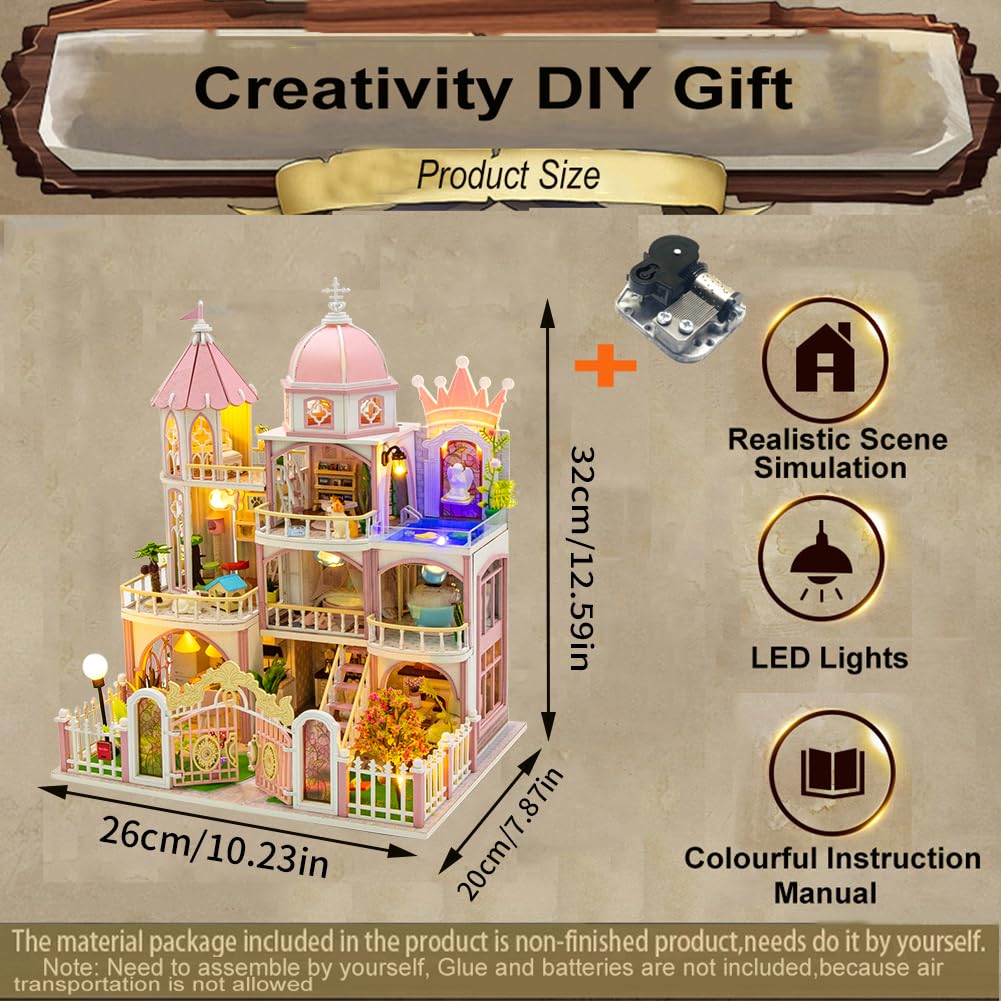 Casa de muñecas de madera en miniatura, clásica, loft de varios pisos, kit de casa de muñecas, villa, edificio, modelo 3D, regalos creativos para amigos y padres (sin protección contra el polvo)
