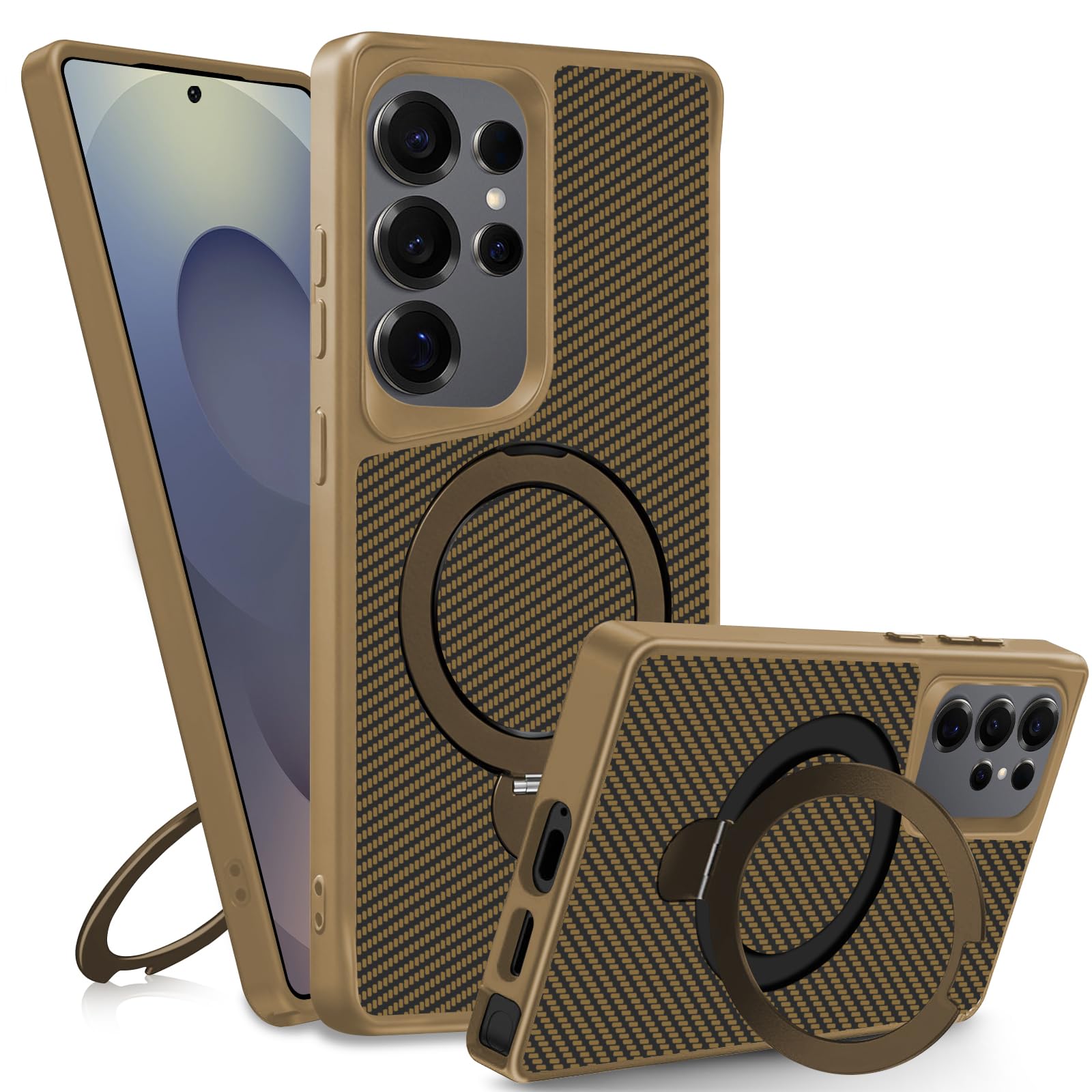 Migexxkj Coque de protection pour Samsung Galaxy S25 Ultra Mag-Safe - Avec protection de l'appareil photo - Anneau en métal à 360° - Avec motif - Protection de qualité militaire - Anti-chocs