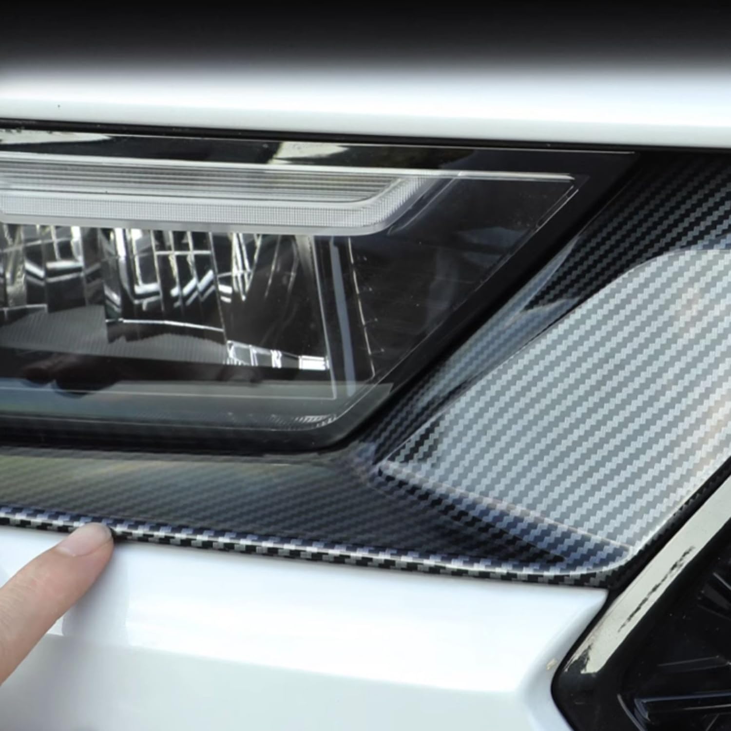 For Honda Accord 2023-2024 Carbon Fiber Black Front Head Light Eyebrow Cover Trim 2pcs Car Accessories