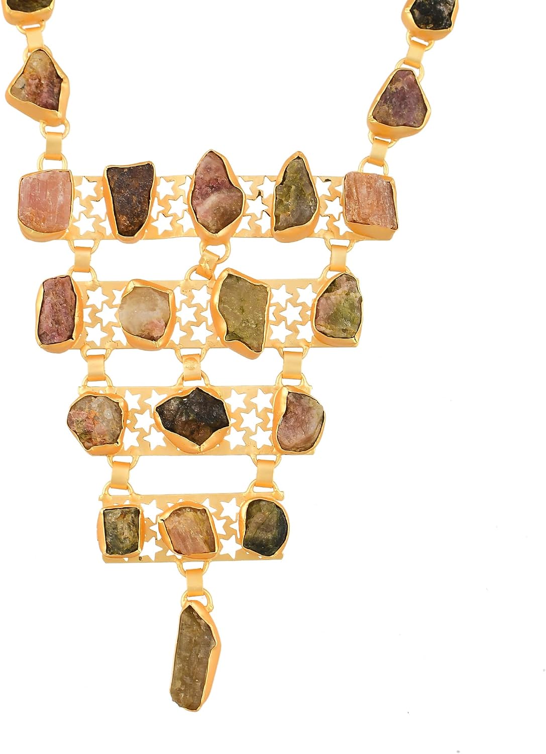 DeKulture Women Necklace Multi Color Tourmanline/Rough Gemstone Handmade Jewelry for Wedding Anniversary & Valentines Gift