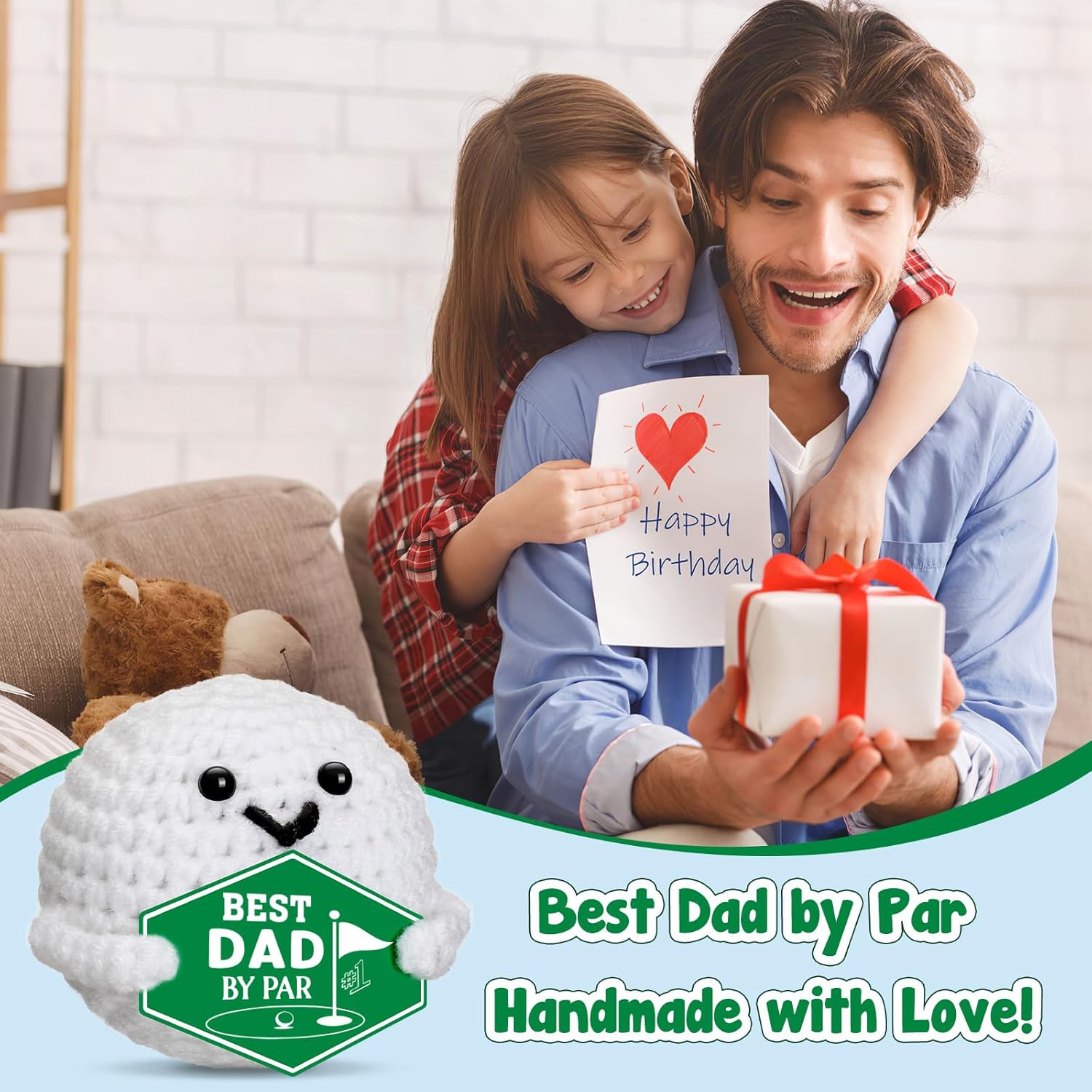 Golf Gifts for Dad Fathers - Best Dad by Par, Funny Easter Basket Stuffers Father's Day Birthday Crochet Golf Ball Accessories Gift for Dad Father Men Golfers Daddy Papa from Daughter Son - Image 3