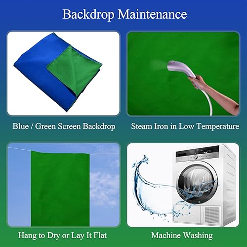 Miniatura 7 de KUKUSOUL KUSKX002 - Telón de fondo azul verde 2 en 1 reversible de 5 x 7 pies, color azul y verde, para fotografía, juegos y transmisión en vivo