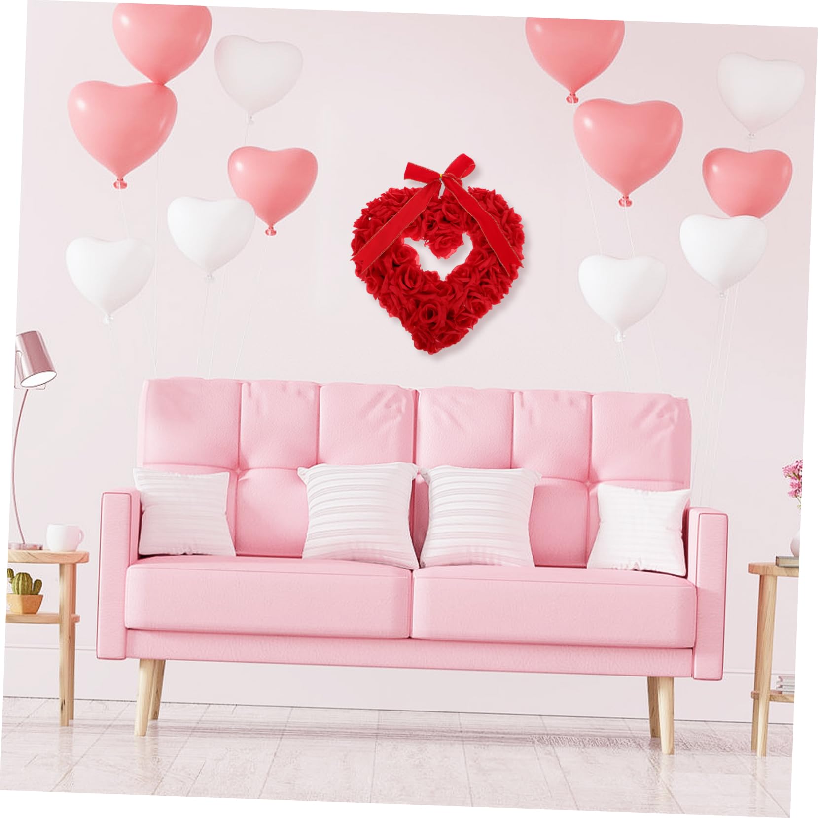 SOLUSTRE Guirnalda de Corazón con Rosas para San Valentín Decoración Romántica Colgante para Bodas Fiestas y Acogedor Puertas y Paredes