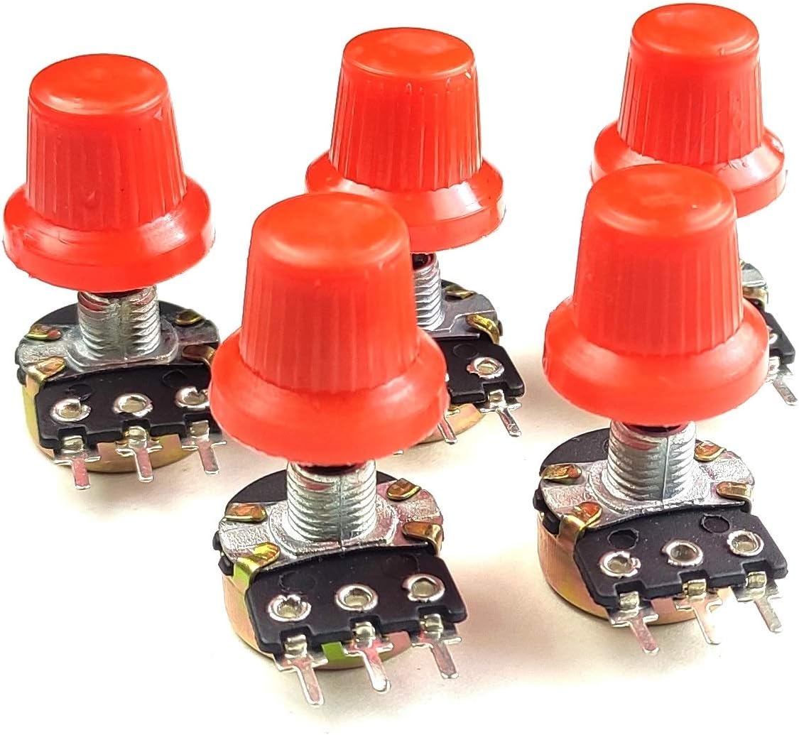 AVS COMPONENTS 22k ohm potentiometer Single variable resistor With Knob - Pack of 5 Pcs