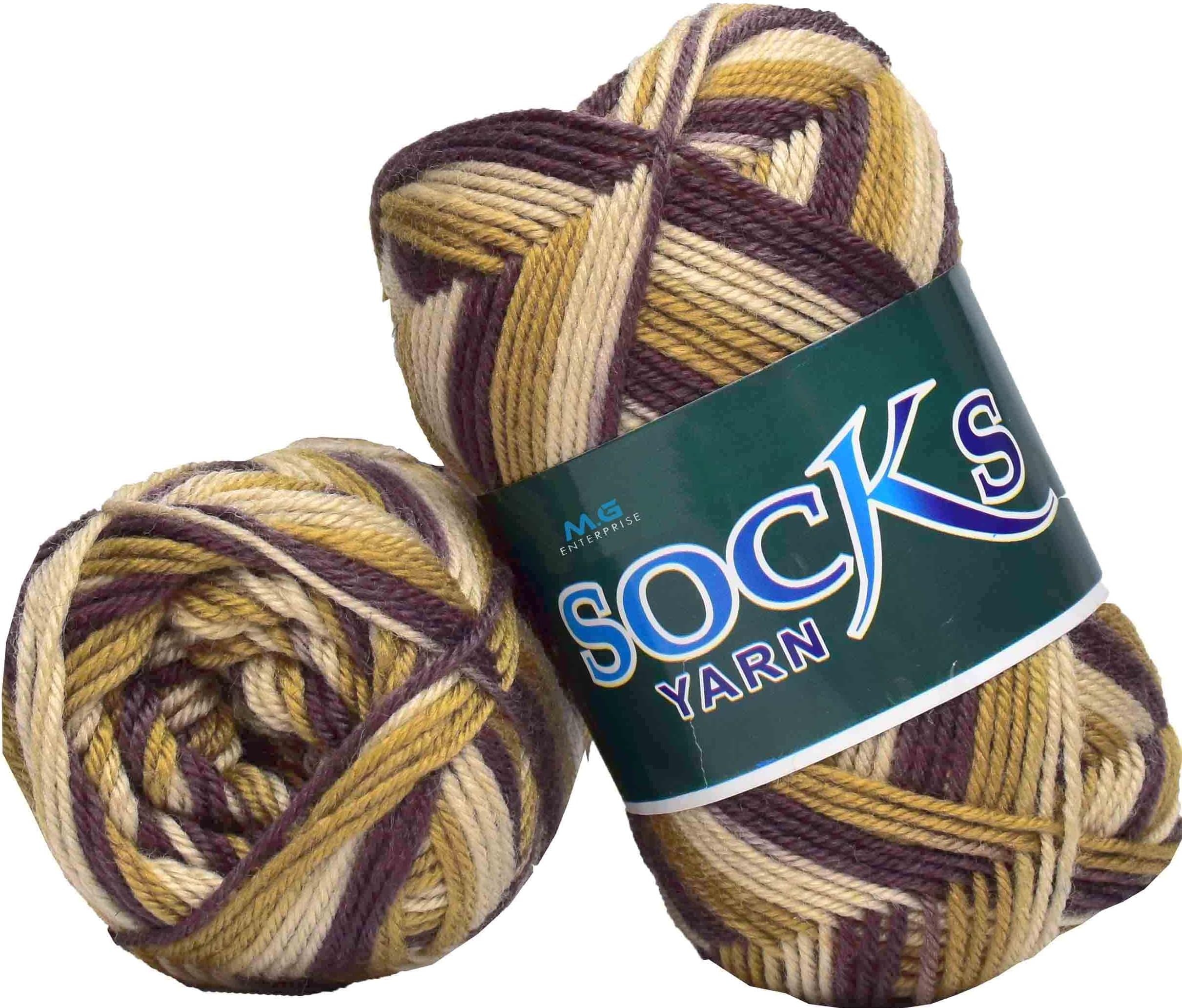 M.G ENTERPRISE Premium Socks high Strength Nylon Yarn Suitable for Socks, Accessories, and Home Decor. 500 gm Golden Brown, Suitable for Both Crocheting & Knitting. EVIC