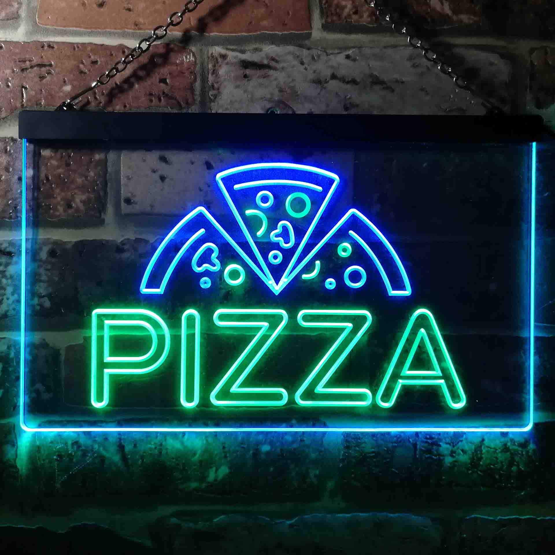 ADVPRO Pizza Shop Open Dual Color LED Enseigne Lumineuse Neon Sign Vert et Bleu 600 x 400mm st6s64-i3564-gb