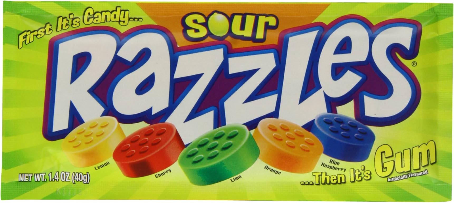 Razzles Sour Candy 40 g (Pack of 6)
