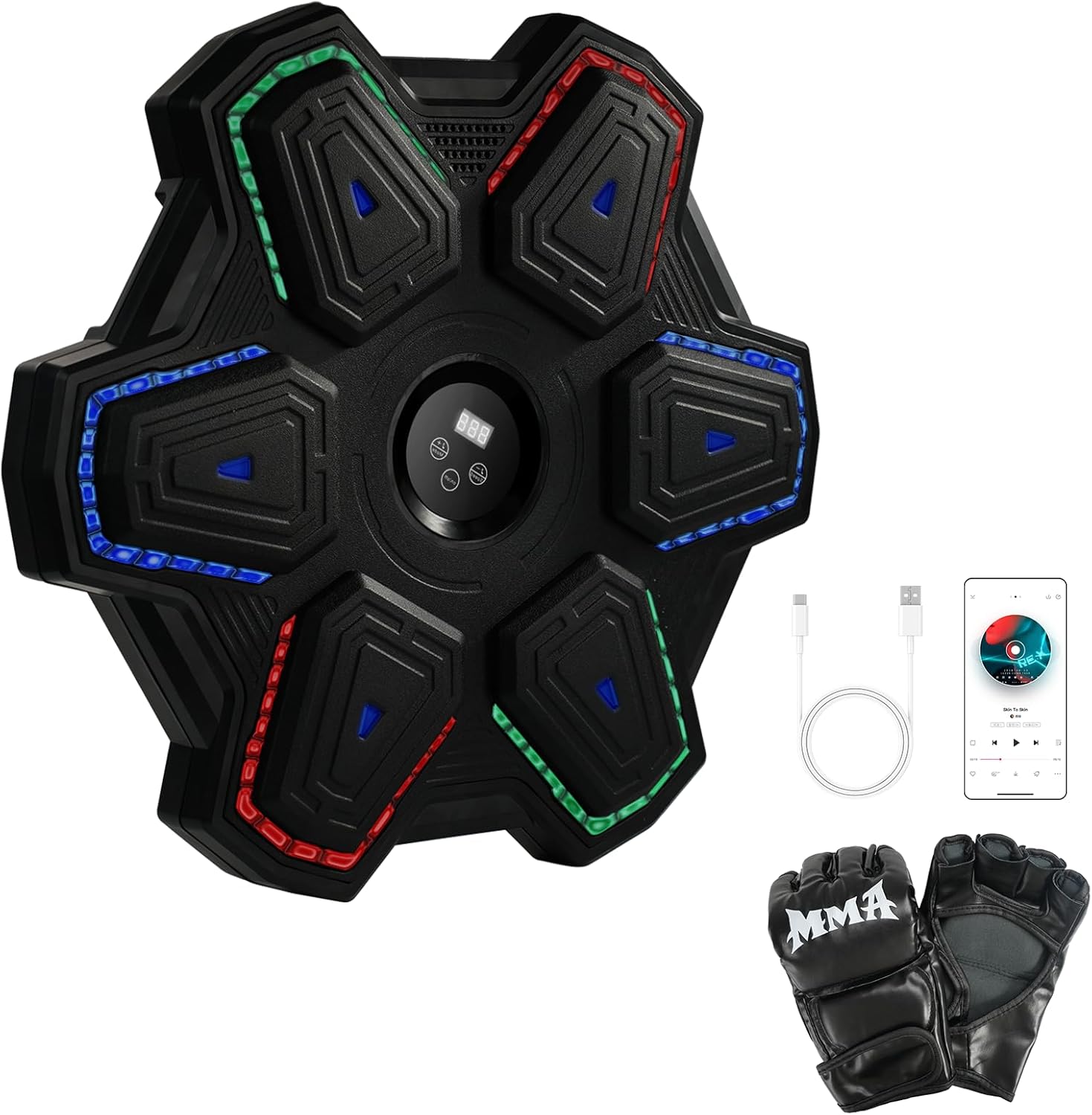 Music Boxing Machine with Boxing Gloves, Wall Mounted Intelligent Music Boxing Trainer (Style-B)