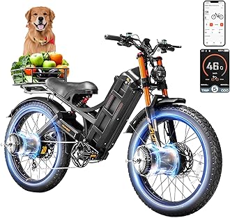 [2025 Upgraded] Romeo Pro 3 Adults Electric Bike 5000W 50MPH Dual Motor Electric Bike 60V 80AH Long Range Electric Mountain Bike Air Damper Full Susepension System, UL2849