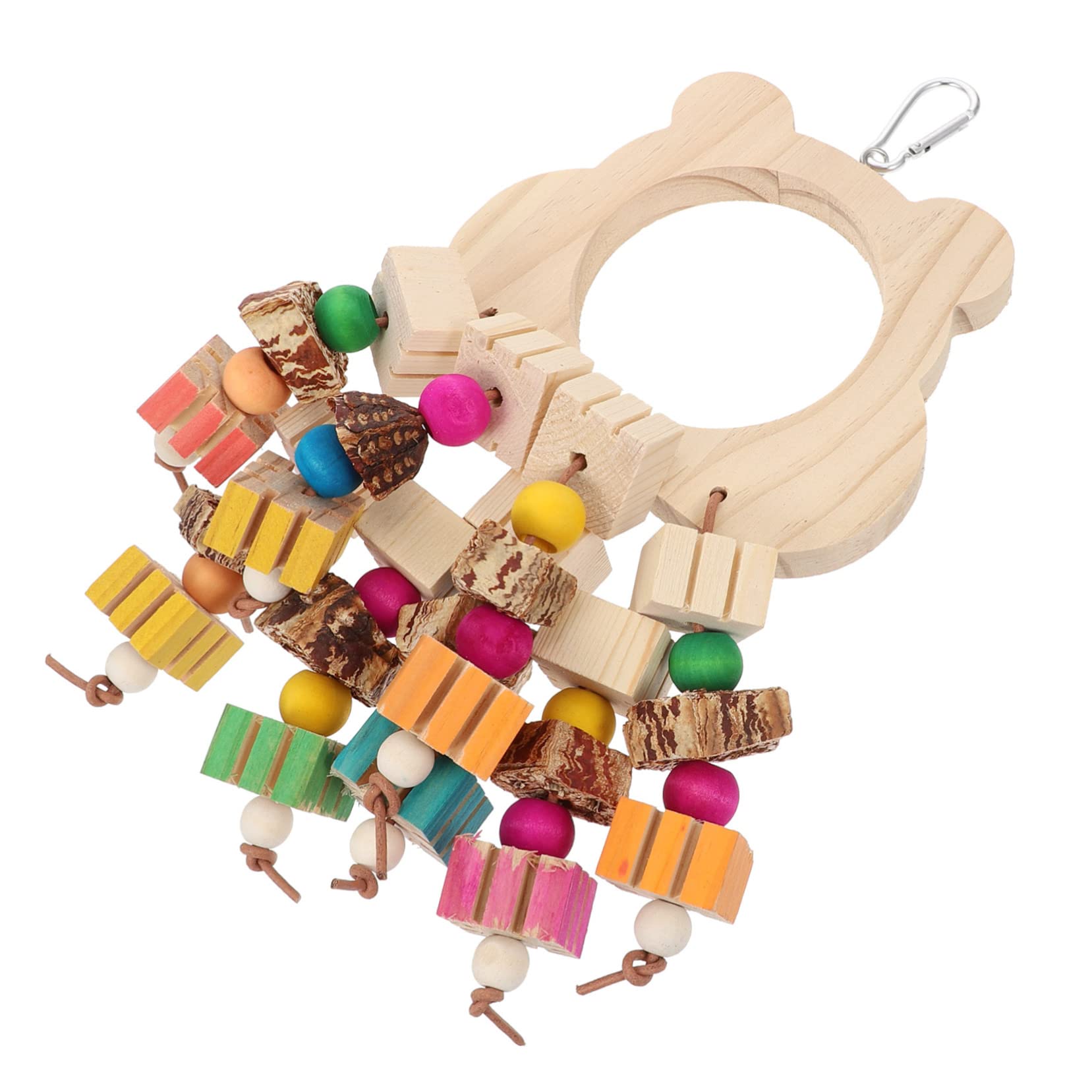 Sosoport 1Pc Wooden Parrot Biting Hanging Swing Rack for Pet Bird Supplies for Chewing and Play for Parakeets Cockatiels Lovebirds and Other Birds