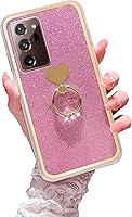 Vista 1 de Para Samsung Galaxy Note 20 Ultra 5G Caja Del Teléfono Lindas Niñas Mujeres Shell De Lujo Con Soporte De Anillo De Corazón Cubierta Protectora A Rosa