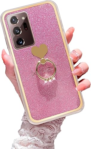 Funda para Galaxy Note 20 Ultra 5G para niñas y mujeres, bonita carcasa brillante con purpurina y soporte para anillo, UPC suave y delgada, a prueba Funda para Galaxy Note 20 Ultra 5G para niñas y mujeres, bonita carcasa brillante con purpurina y soporte para anillo, UPC suave y delgada, a prueba
