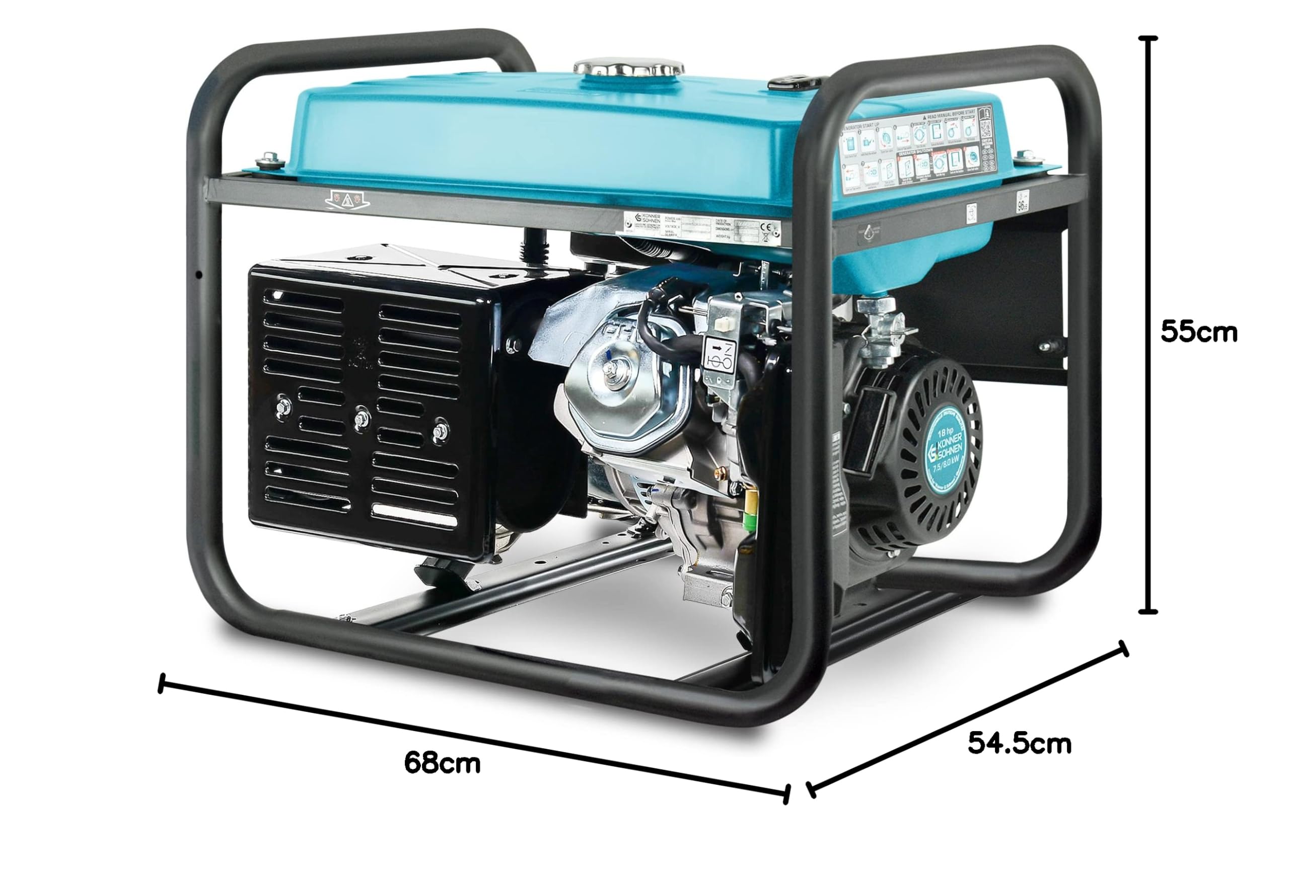 Générateur à essence KS 10000E, puissance maximale 8000W, generateur de courant, prises 1x16A, 1x32A (230V), moteur EURO-V, régulateur de tension automatique (AVR) power station