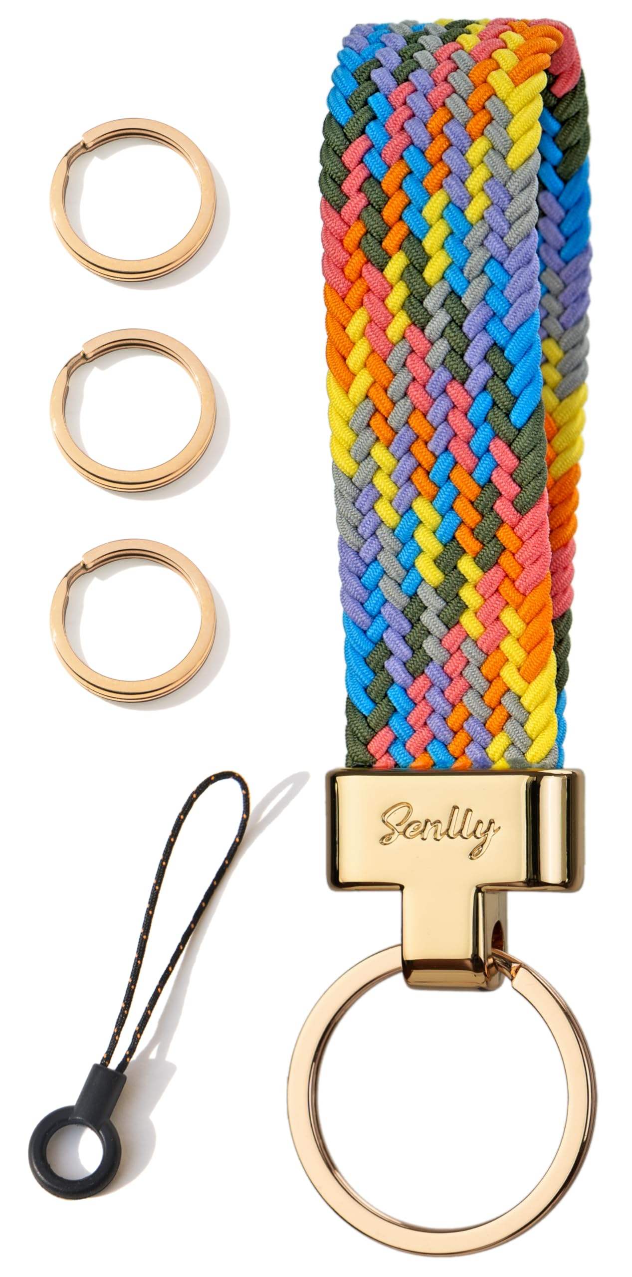 SENLLY Car Keychain, Stretchy Key Holder, Original Elastic Anti-Drop Design Finger Lanyard Strap