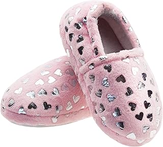 Lulex Girls Cute Fleece Heart Slippers Warm Household Indoor Home Slippers