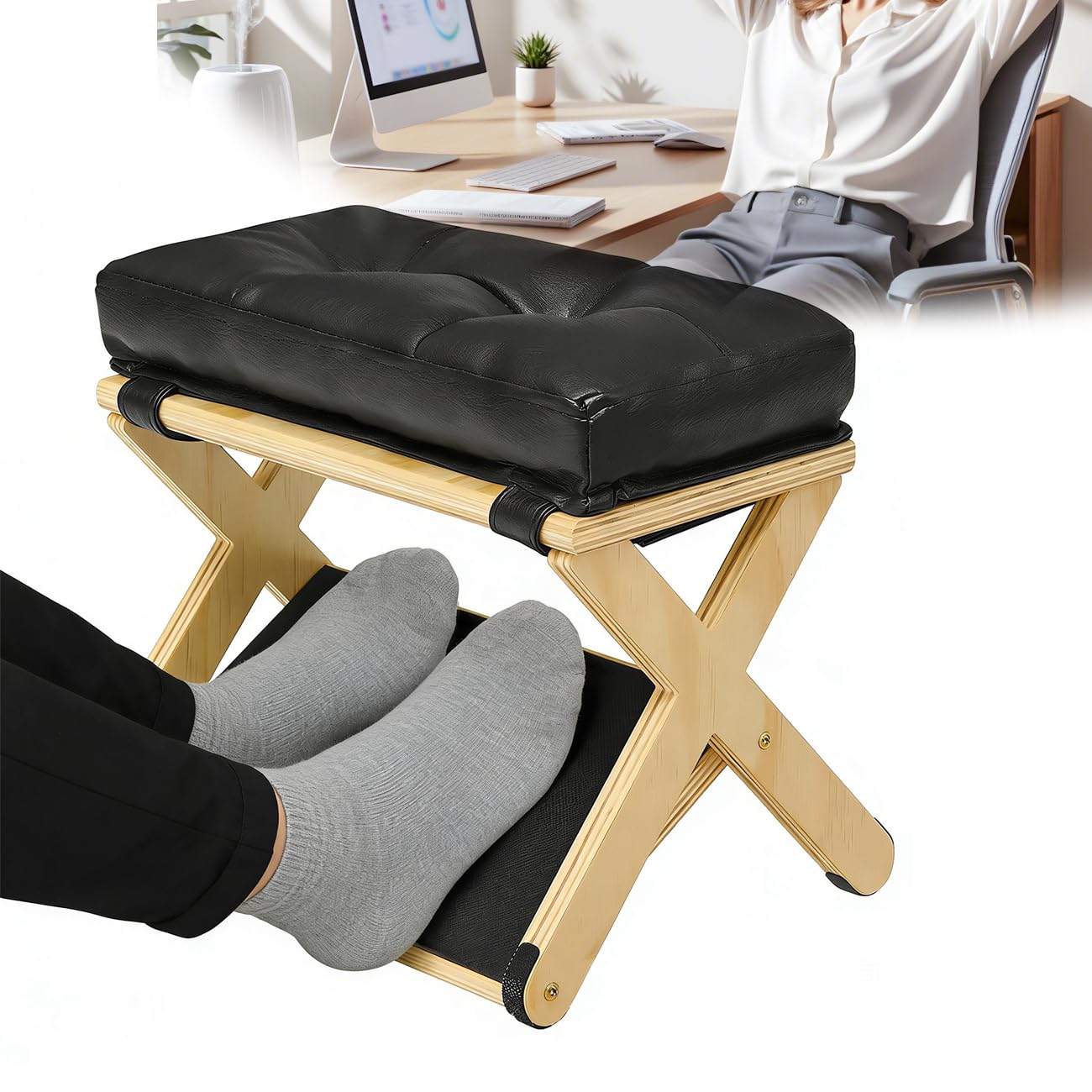 Piccolo Poggiapiedi Ottomane Inclinato Ergonomico Antiscivolo per Camera da Ufficio Appartamento Poggiapiedi sotto La Scrivania per Soggiorno Camera da LettoBlack,13 * 9.1 * 10.06 inch
