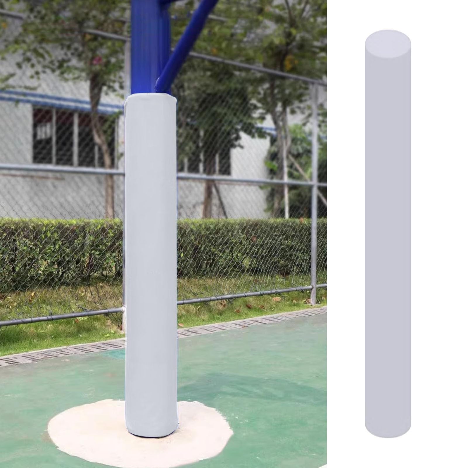 Funda para bastón de baloncesto de 3.5 pulgadas de diámetro, 72 pulgadas de alto, ajuste personalizado con correa autoadhesiva y cremallera, ideal para protección de columna de sótano