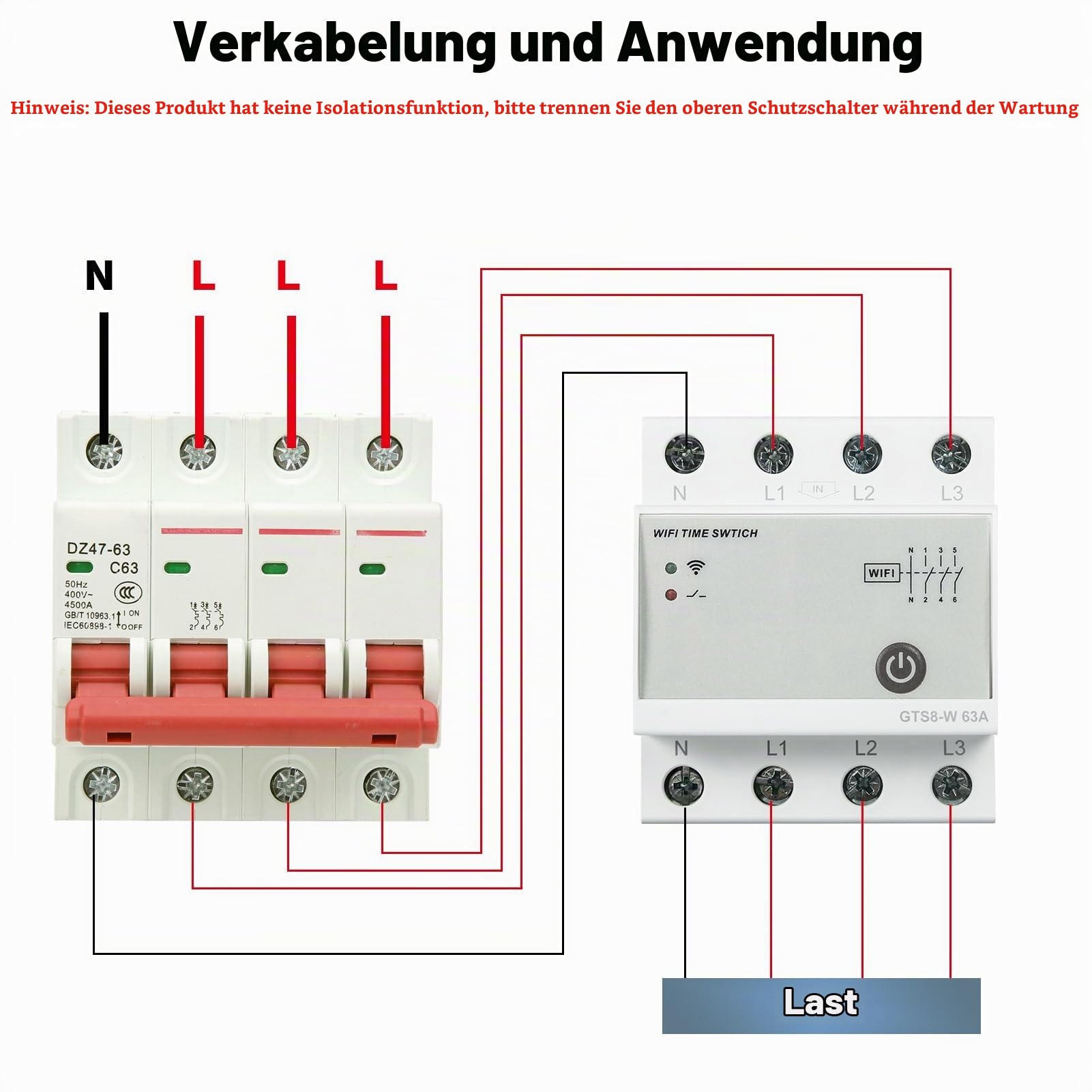 Jadeshay Wlan Zeitschaltuhr Hutschiene, Zeitschaltuhren GTS8-W Intelligente WiFi Zeitschaltuhr mit App Steuerung, Smart Home Fernbedienung Schalter Timer durch Tuya APP AC220V 4P 63A