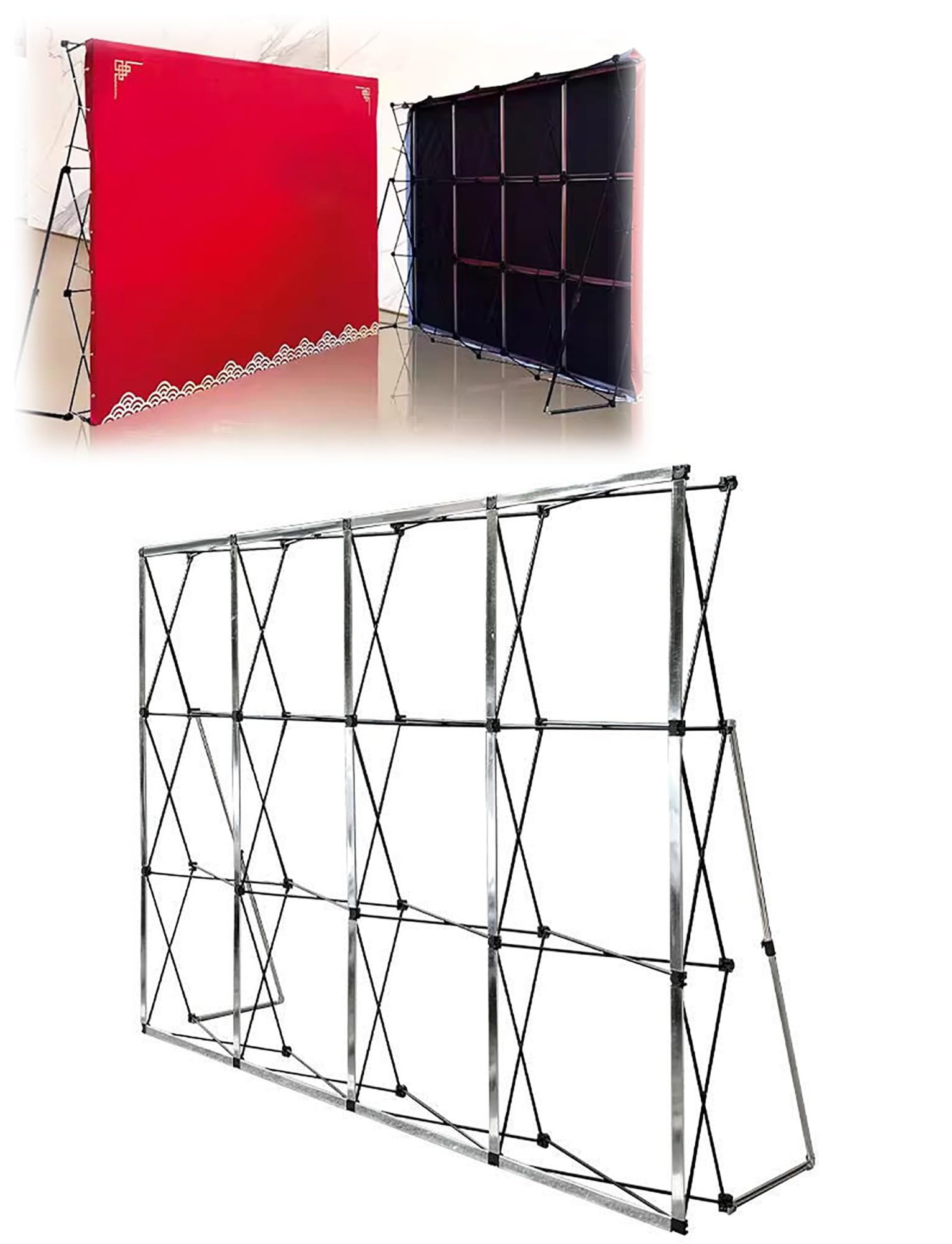 Expositor portátil emergente, Estructura de Stand con Fondo de tensión para ferias comerciales, Fiestas de Fin de año y Eventos corporativos.