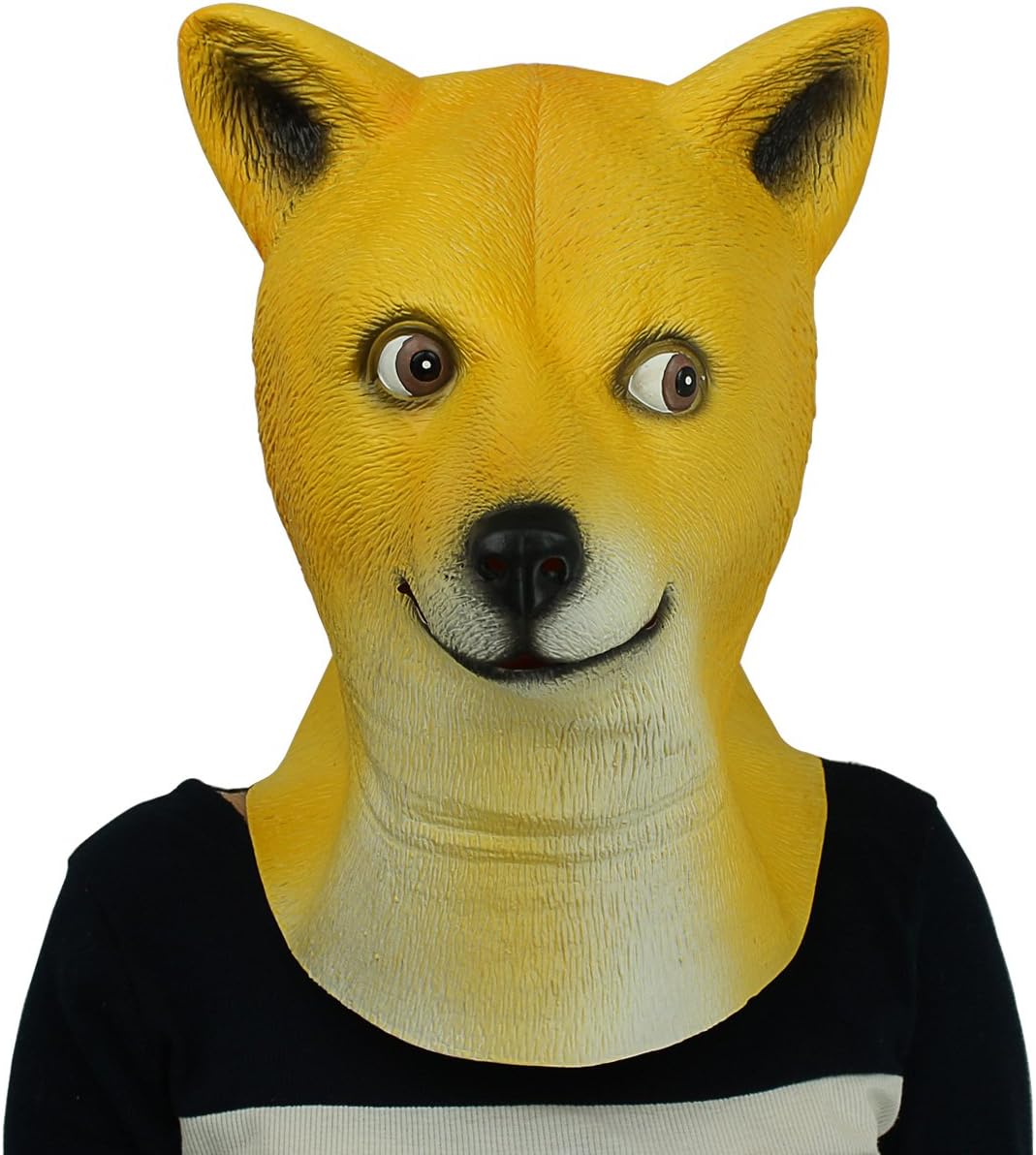 Latex Rubber Creepy Funny Shiba Inu Dog Animal Head Mask Halloween Party Costume Decorations